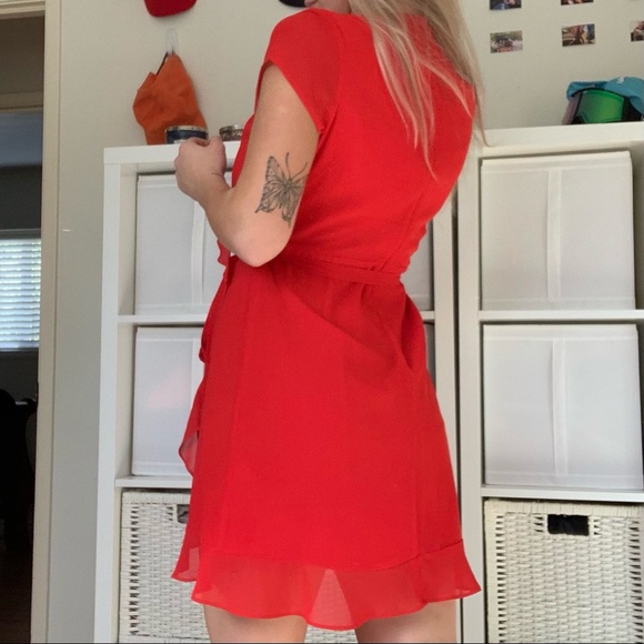 Naked Zebra Ruffle Sleeve Wrap Dress - Picture 2 of 9